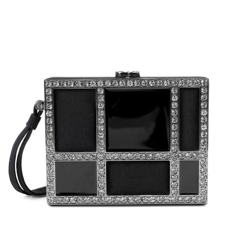 chanel black rhinestone pochette